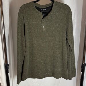 NEW 01. Algo Performance Thermal Henley Shirt - Olive Green L